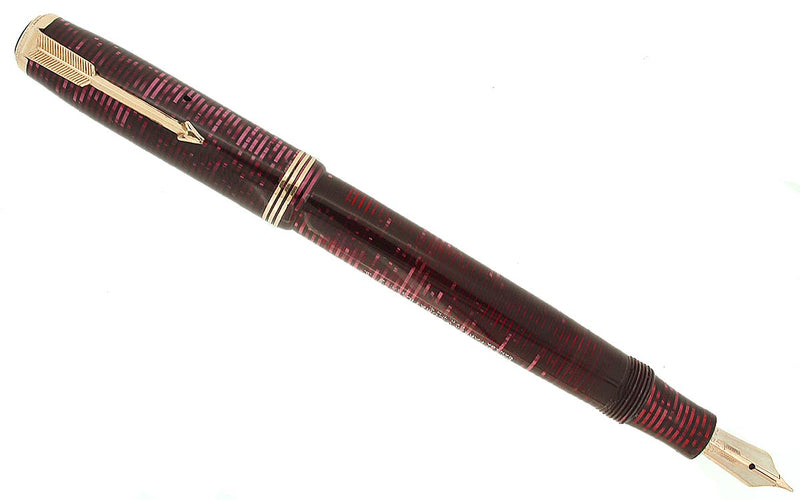 1938 PARKER BURGUNDY PEARL STANDARD VACUMATIC FOUNTAIN PEN RESTORED OFFERED BY ANTIQUE DIGGER