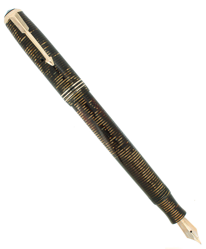 1938 PARKER GOLDEN PEARL STANDARD SOUTH AMERICAN VACUMATIC DOUBLE JEWEL FOUNTAIN PEN RESTORED OFFERED BY ANTIQUE  DIGGER