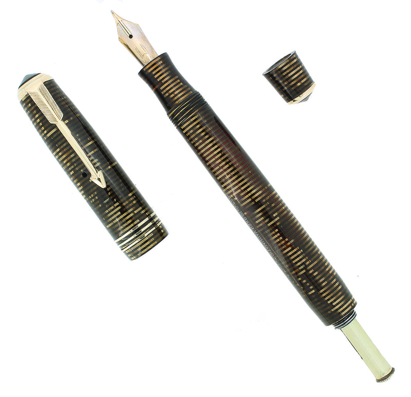 1938 PARKER GOLDEN PEARL STANDARD SOUTH AMERICAN VACUMATIC DOUBLE JEWEL FOUNTAIN PEN RESTORED OFFERED BY ANTIQUE  DIGGER