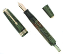 1938 PARKER SENIOR MAXIMA VACUMATIC DOUBLE JEWEL EMERALD PEARL FOUNTAIN PEN RESTORED OFFERED BY ANTIQUE DIGGER