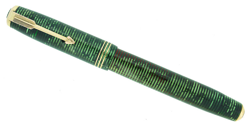 1938 PARKER EMERALD PEARL STANDARD VACUMATIC FOUNTAIN PEN CLEAN TRIM RESTORED OFFERED BY ANTIQUE DIGGER