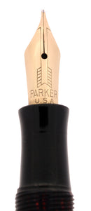 1938 PARKER VACUMATIC JUNIORETTE RED PEARL SHADOW WAVE DOUBLE JEWEL FOUNTAIN PEN RESTORED OFFERED BY ANTIQUE DIGGER