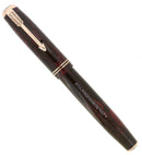 1938 PARKER VACUMATIC RED PEARL SHADOW WAVE DOUBLE JEWEL FOUNTAIN PEN RESTORED OFFERED BY ANTIQUE DIGGER