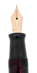 1938 PARKER VACUMATIC RED PEARL SHADOW WAVE DOUBLE JEWEL FOUNTAIN PEN RESTORED OFFERED BY ANTIQUE DIGGER