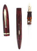 C1938 SHEAFFER ADMIRAL BALANCE CARMINE RED STRIATED FOUNTAIN PEN RESTORED OFFERED BY ANTIQUE DIGGER