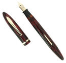 C1938 SHEAFFER ADMIRAL BALANCE CARMINE RED STRIATED FOUNTAIN PEN RESTORED OFFERED BY ANTIQUE DIGGER