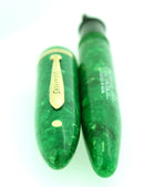 CIRCA 1938 SHEAFFER OVERSIZED BALANCE JADE GREEN CELLULOID FOUNTAIN PEN RESTORED OFFERED BY ANTIQUE DIGGER
