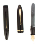 C1938 SHEAFFER JET BLACK OVERSIZE BALANCE FOUNTAIN PEN F-BBB FLEX NIB RESTORED OFFERED BY ANTIQUE DIGGER