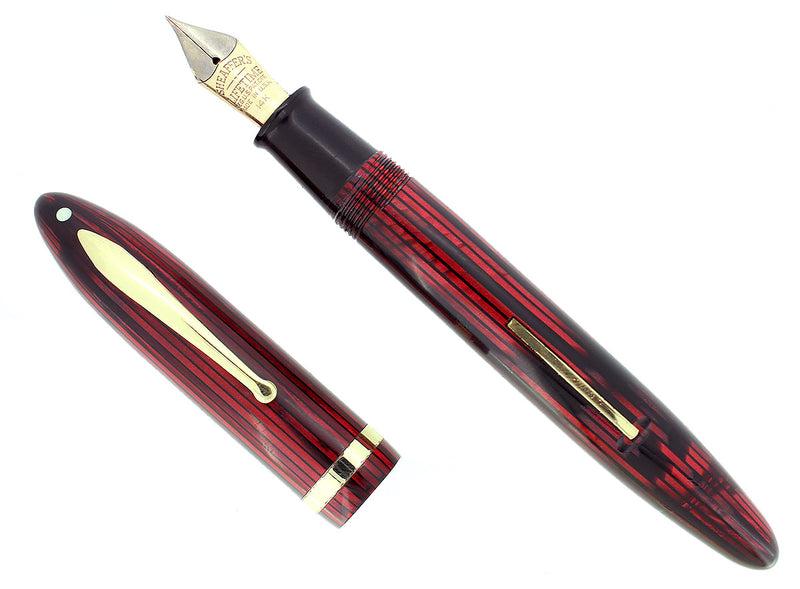 CIRCA 1938 SHEAFFER OVERSIZE CARMINE RED BALANCE FOUNTAIN PEN RESTORED OFFERED BY ANTIQUE DIGGER