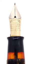 C1938 SHEAFFER GOLDEN BROWN OVERSIZE BALANCE FOUNTAIN PEN RESTORED OFFERED BY ANTIQUE DIGGER