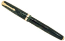 RESTORED 1939 PARKER EMERALD PEARL VACUMATIC SHADOW WAVE DEBUTANTE FOUNTAIN PEN W/ STAR CLIP