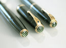 1939 PARKER EMERALD PEARL CELLULOID DOUBLE JEWEL VACUMATIC FOUNTAIN PEN SET RESTORED