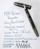 1939 PARKER GRAY PEARL VACUMATIC STREAMLINE STANDARD FOUNTAIN PEN W/ STAR CLIP OFFERED BY ANTIQUE DIGGER