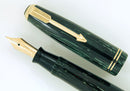 1939 PARKER EMERALD DOUBLE JEWEL VACUMATIC SHADOW WAVE FOUNTAIN PEN RESTORED OFFERED BY ANTIQUE DIGGER