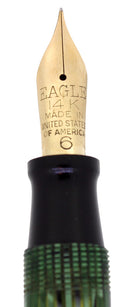 C1939 EAGLE PRESTIGE EMERALD PEARL STRIPED PADDLE FILLER FOUNTAIN PEN RESTORED OFFERED BY ANTIQUE DIGGER