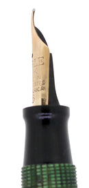 C1939 EAGLE PRESTIGE EMERALD PEARL STRIPED PADDLE FILLER FOUNTAIN PEN RESTORED OFFERED BY ANTIQUE DIGGER