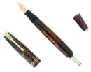 1939 PARKER VACUMATIC BURGUNDY PEARL STREAMLINE STANDARD LONG MAJOR DOUBLE JEWEL FOUNTAIN PEN W/ STAR CLIP OFFERED BY ANTIQUE DIGGER