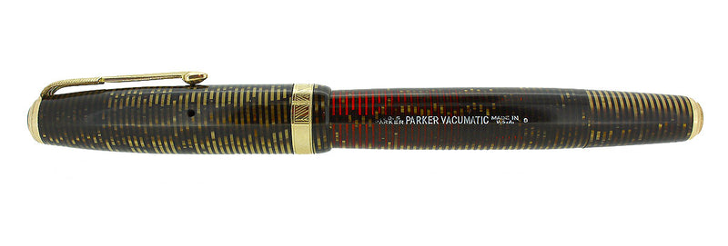 1939 PARKER VACUMATIC GOLDEN PEARL DOUBLE JEWEL LONG MAJOR FOUNTAIN PEN RESTORED OFFERED BY ANTIQUE DIGGER