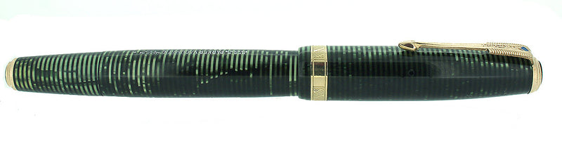 1939 PARKER EMERALD PEARL VACUMATIC DOUBLE JEWEL MAJOR FOUNTAIN PEN RESTORED OFFERED BY ANTIQUE DIGGER