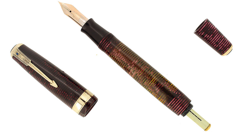 1939 PARKER BURGUNDY PEARL SENIOR MAXIMA VACUMATIC DJ FOUNTAIN PEN RESTORED OFFERED BY ANTIQUE DIGGER