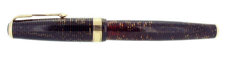 1939 PARKER GOLDEN PEARL SR MAXIMA VACUMATIC DOUBLE JEWEL FOUNTAIN PEN NEAR MINT RESTORED OFFERED BY ANTIQUE DIGGER