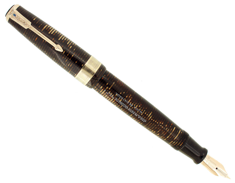 RARE 1939 PARKER SR MAXIMA GOLDEN PEARL JEWELER CAP BAND FOUNTAIN PEN RESTORED OFFERED BY ANTIQUE DIGGER