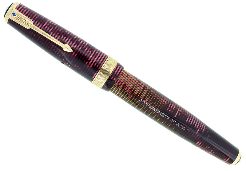 1939 PARKER SENIOR MAXIMA BURGUNDY VACUMATIC DOUBLE JEWEL FOUNTAIN PEN RESTORED OFFERED BY ANTIQUE DIGGER