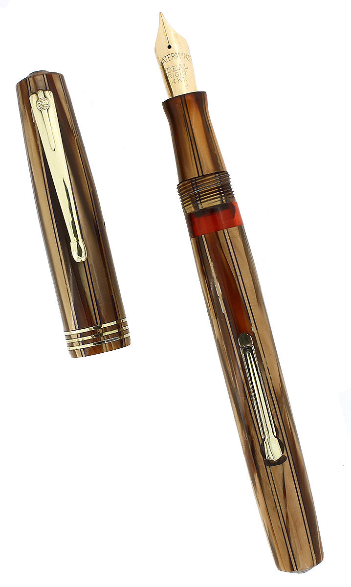 C1939 WATERMAN 5116 GOLDEN PEARL BLACK PINSTRIPES FOUNTAIN PEN RESTORED OFFERED BY ANTIQUE DIGGER