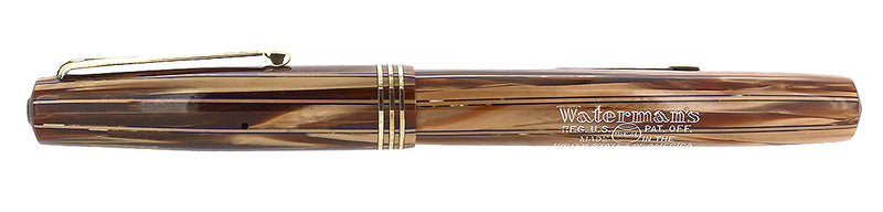 C1939 WATERMAN 5116 GOLDEN PEARL BLACK PINSTRIPES FOUNTAIN PEN RESTORED OFFERED BY ANTIQUE DIGGER
