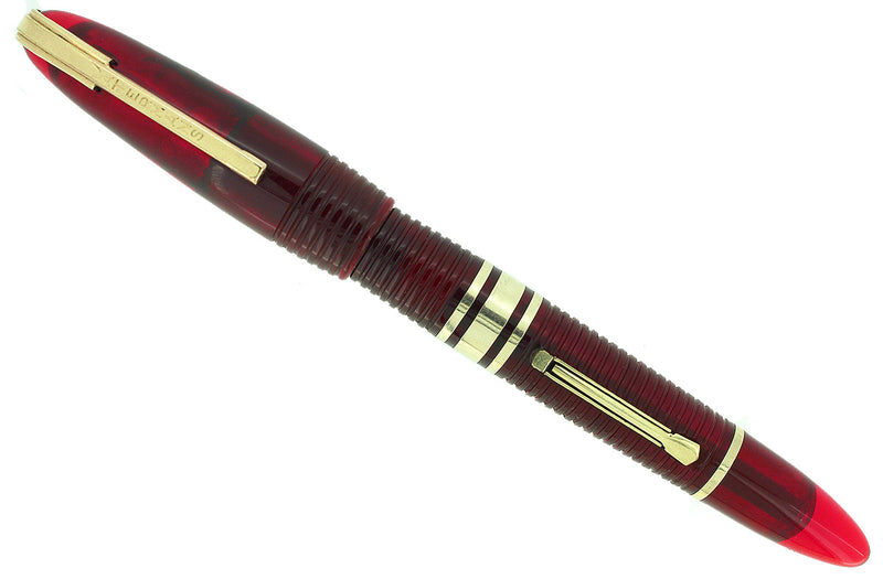 1939 FIRST YEAR RED WATERMAN 100 YEAR FOUNTAIN PEN F-BB SEMI-FLEX NIB RESTORED OFFERED BY ANTIQUE DIGGER