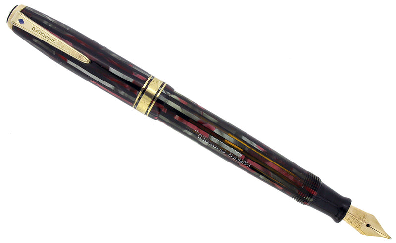  1941 PARKER DUOFOLD FOUNTAIN PEN DUSTY ROSE CELLULOID INGENUE SIZE RESTORED OFFERED BY ANTIQUE DIGGER