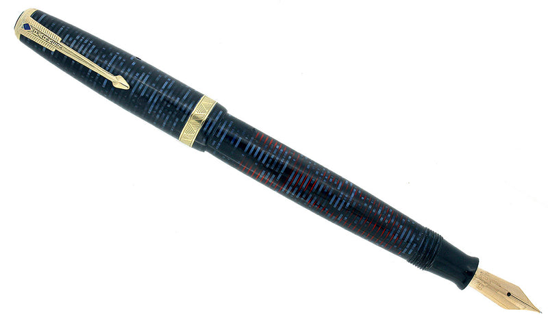 1940 PARKER AZURE BLUE VACUMATIC DOUBLE JEWEL FOUNTAIN PEN MAJOR SIZE RESTORED OFFERED BY ANTIQUE DIGGER