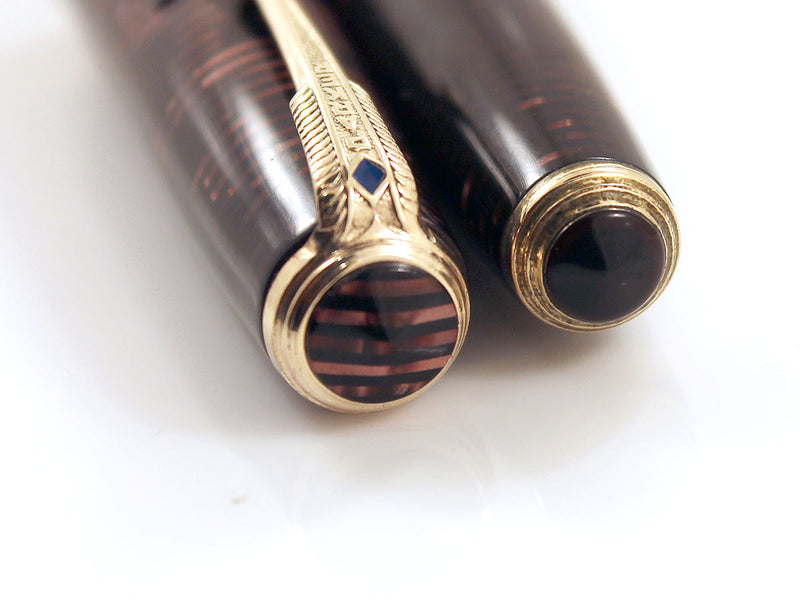 RESTORED 1940 PARKER VACUMATIC DOUBLE JEWEL BURGUNDY PEARL FOUNTAIN PEN OFFERED BY ANTIQUE DIGGER