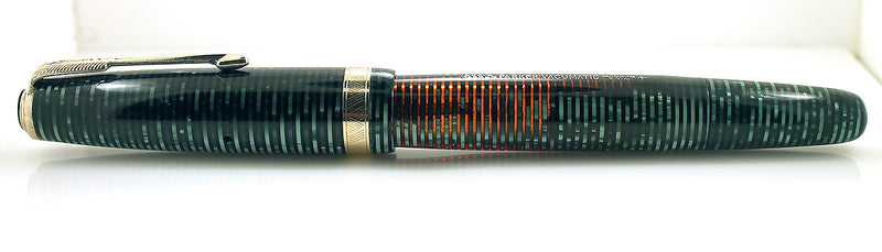 1940 PARKER EMERALD PEARL VACUMATIC MAJOR FOUNTAIN PEN F to BB FLEX NIB RESTORED OFFERED BY ANTIQUE DIGGER