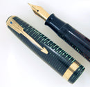 1940 PARKER EMERALD PEARL VACUMATIC MAJOR FOUNTAIN PEN F to BB FLEX NIB RESTORED OFFERED BY ANTIQUE DIGGER