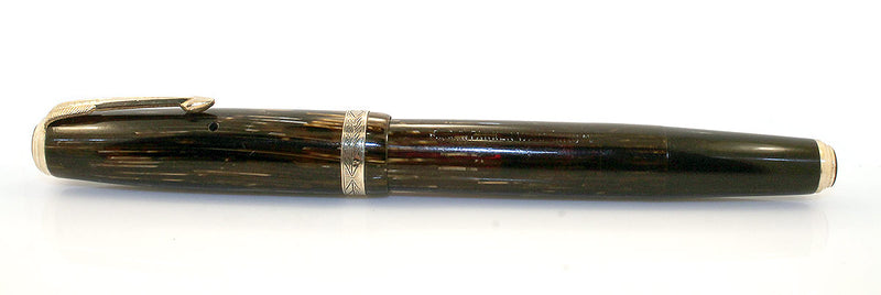 1940 PARKER GOLD PEARL DOUBLE JEWEL VACUMATIC SHADOW WAVE FOUNTAIN PEN RESTORED OFFERED BY ANTIQUE DIGGER