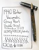  RESTORED 1940 PARKER VACUMATIC DOUBLE JEWEL FOUNTAIN PEN IN SILVER PEARL CELLULOID OFFERED BY ANTIQUE DIGGER