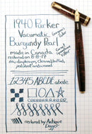 RESTORED 1940 PARKER VACUMATIC DOUBLE JEWEL MAJOR SIZE BURGUNDY PEARL FOUNTAIN PEN OFFERED BY ANTIQUE DIGGER