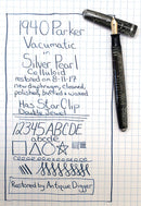 RESTORED 1940 PARKER SILVER PEARL VACUMATIC DEBUTANTE FOUNTAIN PEN W/ STAR CLIP OFFERED BY ANTIQUE DIGGER
