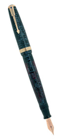 1940 PARKER VACUMATIC AZURE PEARL DOUBLE JEWEL MAJOR FOUNTAIN PEN RESTORED OFFERED BY ANTIQUE DIGGER