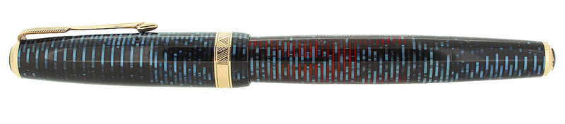 1940 PARKER VACUMATIC AZURE PEARL DOUBLE JEWEL MAJOR FOUNTAIN PEN RESTORED OFFERED BY ANTIQUE DIGGER