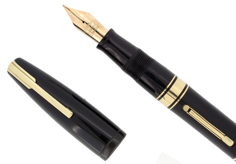 1940 JET BLACK WATERMAN 100 YEAR OVERSIZE FOUNTAIN PEN SEMI-FLEX NIB RESTORED OFFERED BY ANTIQUE DIGGER