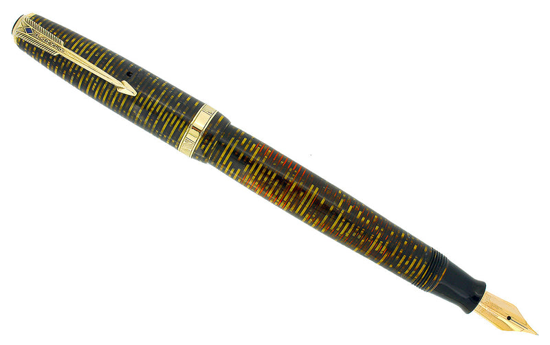 1940 PARKER VACUMATIC GOLDEN PEARL DOUBLE JEWEL FOUNTAIN PEN RESTORED OFFERED BY ANTIQUE DIGGER