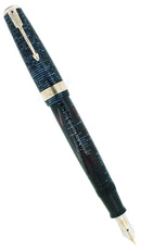 1940 PARKER SENIOR MAXIMA VACUMATIC AZURE PEARL DOUBLE JEWEL FOUNTAIN PEN RESTORED OFFERED BY ANTIQUE DIGGER