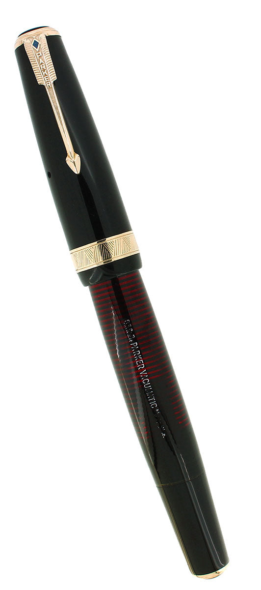 1940 PARKER VACUMATIC SENIOR MAXIMA JET BLACK FOUNTAIN PEN RESTORED OFFERED BY ANTIQUE DIGGER