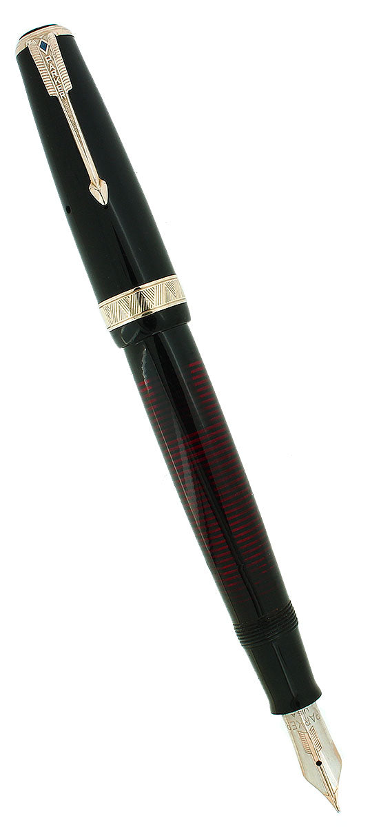 1940 PARKER VACUMATIC SENIOR MAXIMA JET BLACK FOUNTAIN PEN RESTORED OFFERED BY ANTIQUE DIGGER