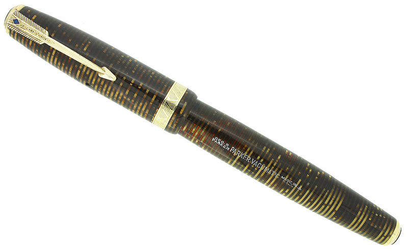 1940 PARKER VACUMATIC GOLDEN PEARL DOUBLE JEWEL FOUNTAIN PEN RESTORED NEAR MINT OFFERED BY ANTIQUE DIGGER