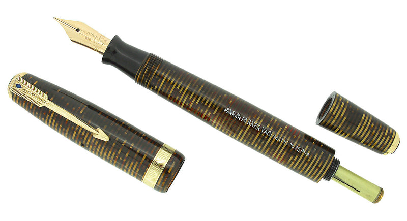 1940 PARKER VACUMATIC GOLDEN PEARL DOUBLE JEWEL FOUNTAIN PEN RESTORED NEAR MINT OFFERED BY ANTIQUE DIGGER