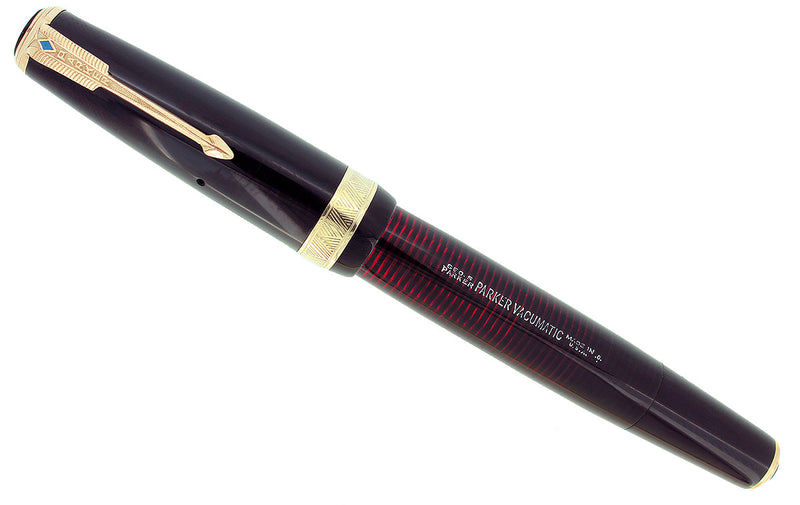 1940 PARKER JET BLACK SENIOR MAXIMA VACUMATIC M-BBB 2.12MM FLEX NIB RESTORED OFFERED BY ANTIQUE DIGGER