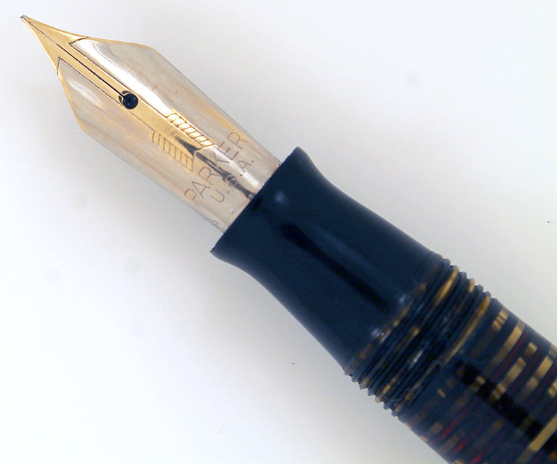 RESTORED 1941 PARKER DOUBLE JEWEL VACUMATIC MAJOR FOUNTAIN PEN WITH JEWELERS CAP BAND